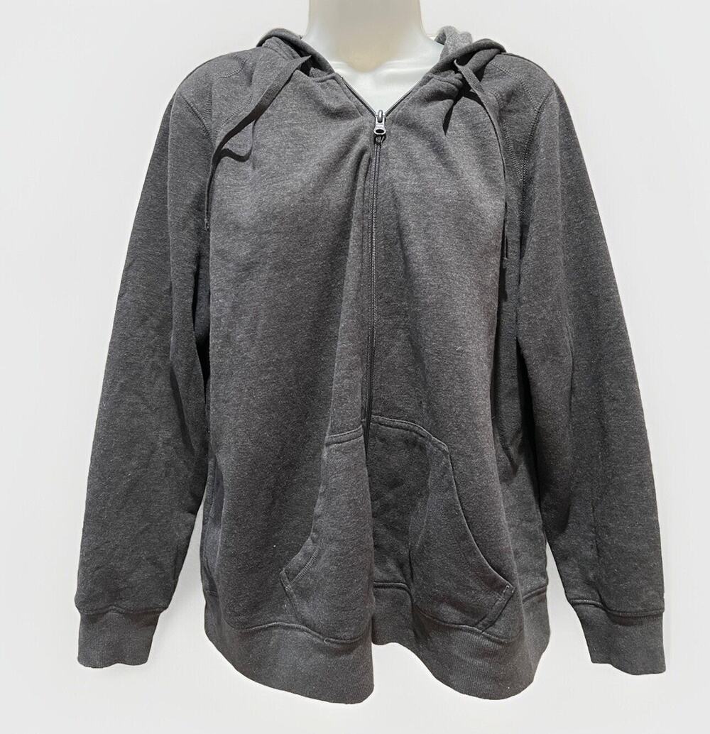 St. John's Bay Gray Lightweight Jacket Hoodie Full Zip Women's Size XL